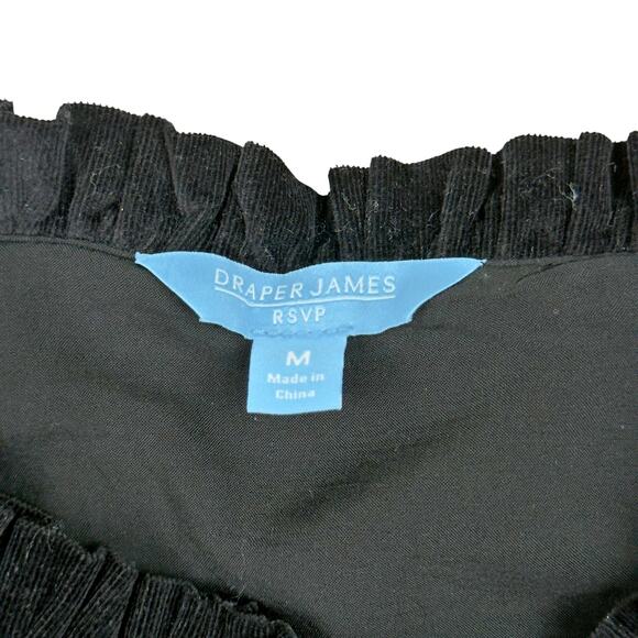 Draper James M Puff Sleeve Tiered Ruffle Neck Button Micro Corduroy Belted Dress - Picture 8 of 11